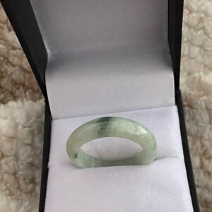 Natural Burmese Floating Flower Green Jade Band Ring